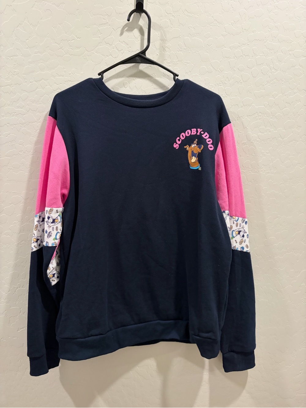 Scooby-Doo Navy Pink Floral Colorblock Long Sleeve Sweatshirt XL